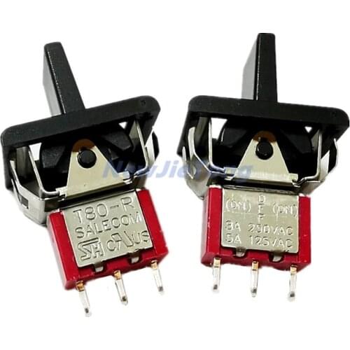 5pcs Rocker Switch AC 250V/3A 125V/5A Momentary SPDT 3 Positions MOM-OFF-MOM Toggle Switch T80-R Turn Left Right Automatic Reset