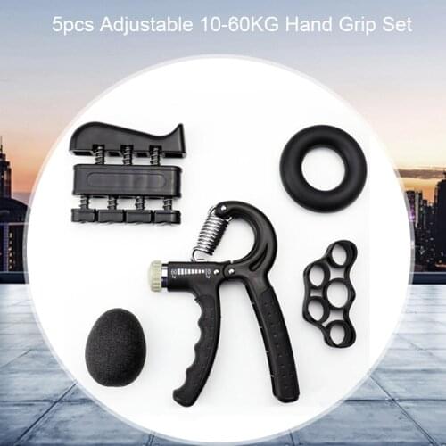 5pcs/Set Gym Fitness Adjustable 10-60Kg Hand Grip Set Finger Forearm Strength Muscle Recovery Hand Gripper Exercise Trainer Ball