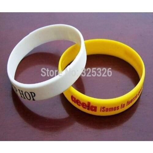 50pcs/lot custom texts & logo rubber print silicone wristband new person Silicone Bracelet with logo