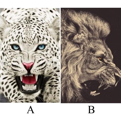 5D DIY Diamond Painting Leopard Cross Stitch Ferocious Leopard Animal Needlework Home Decorative Full Square Diamond Embroidery