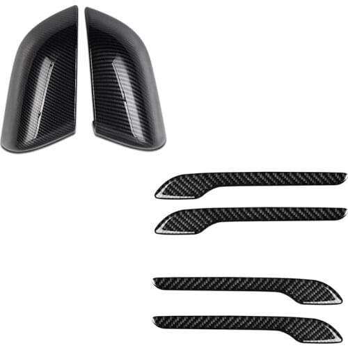6 Pcs Car Accessories,For Tesla Model 3: 1 Pair Car Rear View Mirror Cover & 4Pcs Protector Decals Cover Anti-Scratch Door Handl