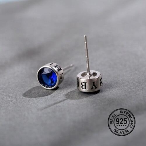 925 Sterling Silver Earrings For Women Set Zircon Diamond Blue Black White Design Hypoallergenic Fashion Men Lady Jewelry INEFFA