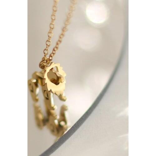 Amaiyllis 14K Gold Building Block Toy Cute Animal Lion Clavicle Chain Necklace Handmade Choker Necklace Pendant For Friends