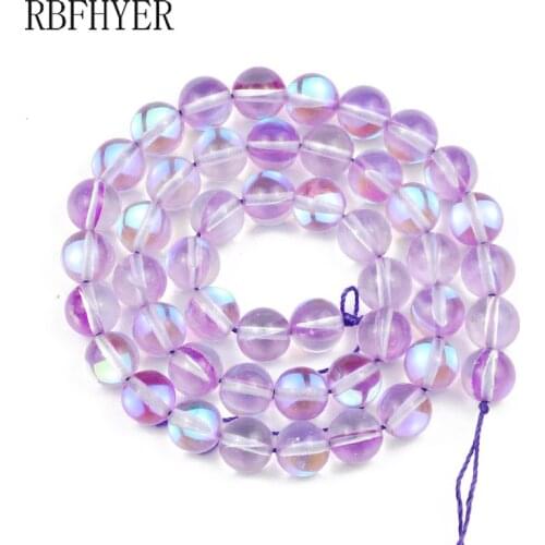 Purple Synthetic Flash Stone Natural Labradorite Smooth Round Loose Spacer Beads 6/8/10MM For Jewelry fashion Bracelet Making