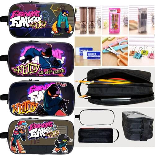 Video Game Friday Night Funkin Pencil Case Kids Pen Bag Cosmetic Cases Double Layer Pencil Bag Student Stationery Bags Pen Pouch