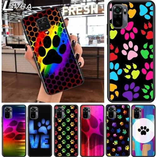 Dog paw Cute for Xiaomi Redmi Note 10 10S 9 9T 9S 9Pro Max 8T 8Pro 8 7 6 5 Pro 5A 4X 4 Soft Black Phone Case