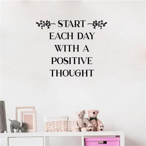 Quote Wall Sticker Start Each Day With A Positive Thought Wall Decal Waterproof For Bedroom Living Rooms Vinyl DW10611
