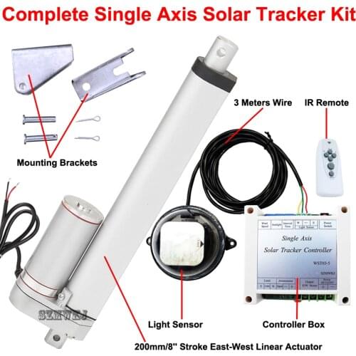 DHL Shipping -Solar Tracker Track Single Axis Complete Kit -8'' DC12V Linear Actuator &Controller for Solar Panel Tracking