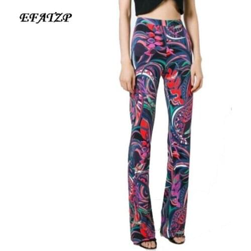 European new perfect printed stretch slim pants slik jersey Plus size XXL