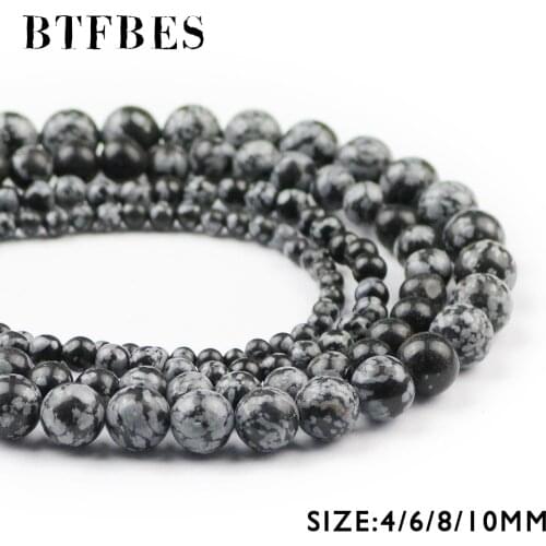BTFBES Natural Stone Snowflake Stone Beads Round Loose Alabaster Beads 4/6/8/10MM Ore Ball Beads For DIY Jewelry Bracelet Making