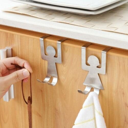 Kitchen Stainless Steel Humanoid Door Back Hook Cabinet Door Storage Accessories Hot