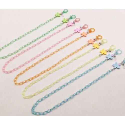 Cute Cartoon Flower Pendant Long Necklace Face Mask Anti-lost Strap Holder Acrylic Chain Necklace Candy Color Eyeglass Chain