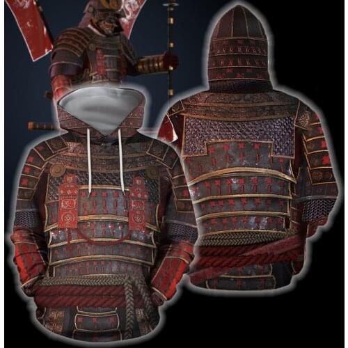 Brand Fashion Autumn Hoodies Samurai Armor 3D All Over Printed Mens Sweatshirt Unisex Zip Pullover Casual Jacket DW0165