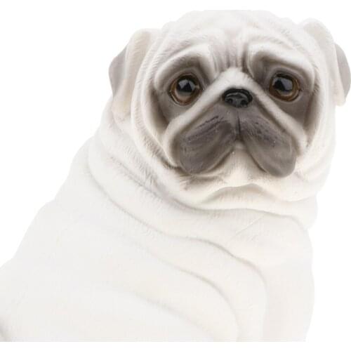 Pug Dog Model Figure Kids Educational Toy Gift Collection Ornament - White Color