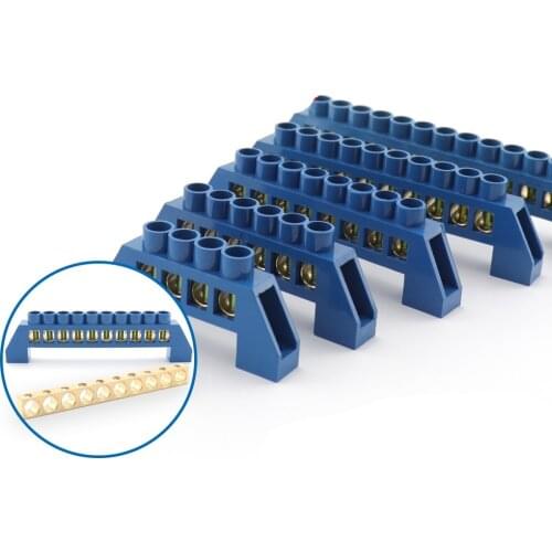 10 Hole Bridge Zero Line Zero Ground Row Copper Row 10 Hole Pure Copper Distribution Box Zero Connection Terminal Row 10 Bits