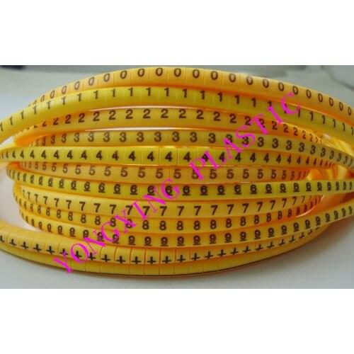 Freeshipping EC-0 1 2 3 0.5 0.75 1.0 1.5 2.5 4.0 6.0 to 16m2 12 different number 0123456789+- cable marker yellow color set