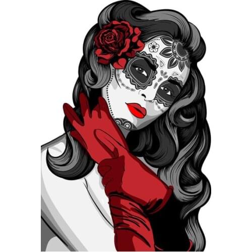 Dawasaru Mexican Calavera Woman Skull Body Decal Personalized Car Sticker Laptop Truck Motorcycles Auto Accessories PVC,14cm*9cm