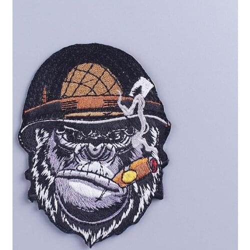 Orangutan Patches Skull Embroidered Patch For Clothing Stripe Badge Iron On Patches On Clothes Applique Patch Jacket Jeans Diy