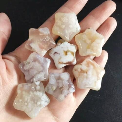 Natural Snowflake Cherry Blossom Agate Star Shaped Crystal Gemstone Healing Natural Stones and Minerals