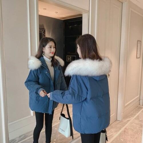 2020 Winter New Coat Down Padded Jacket Women Korean Version Bread Jacket Big Fur Collar Fashion Casual All-Match Padded Coat