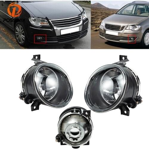 POSSBAY Car Front Fog Light Housing Clear Lens Day Lights for VW Volkswagen Touran 2003 2004 2005 2006 2007 2008 2009 2010