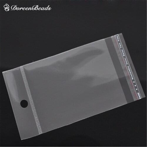DoreenBeads 200PCs Clear Self Adhesive Seal Plastic Bags 13.5x7cm (Usable Space 9x7cm)