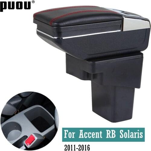 Center Centre Console Storage Box 2011-2016 For Hyundai Accent RB Solaris Double layer ashtray USB Charging armrest box