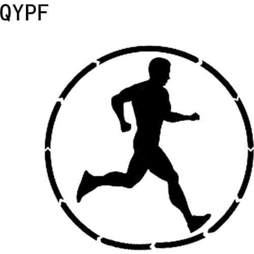 QYPF 13.6*13.4CM Funny Runner Sport Decor Car Styling Stickers Silhouette Vinyl Black/Silver C16-0788