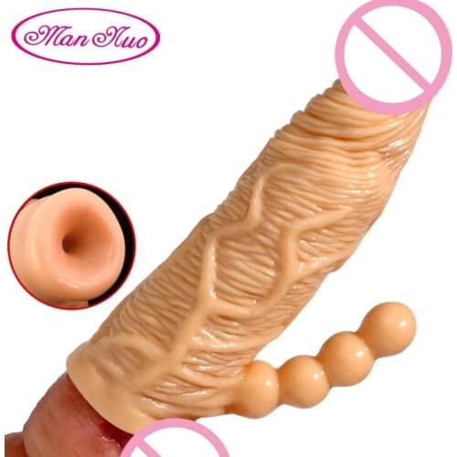 Realistic Penis Extension Condoms for Men Reusable Cock Sleeve Male Enlargement Condom Delay Dildo Enhancer Adult Dick Sex Toys