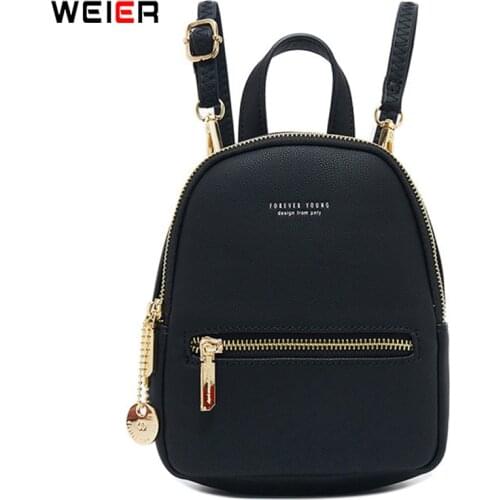 Forever Young Designer Women Small Backpack Soft Pu Leather Female Backpack Fashion Ladies Bagpack Girls Satchel Shoulder Bag