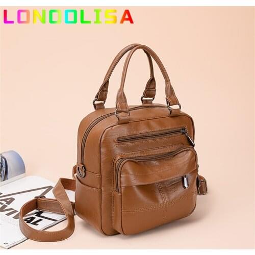 Many Pocket Vintage Women Backpacks PU Leather Backpack Shoulder Bags for Women 2019 Female Back Pack Rucksack Feminine Mochilas