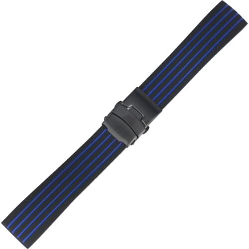 Blue Replacement Strap 18mm 20mm 22mm 24mm Natural Silicone Material Folding Clasp Bracelet pasek do zegarka Black Friday Deals