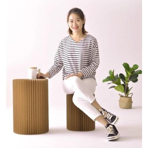 Multifunctional bedroom bench simple fold bench table paper bench round stool taburete plegable chair creative fashion