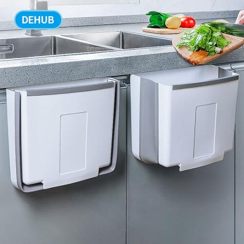 Kitchen Collapsible Garbage Can Wall Mounted No Punching Rubbish Basket Large Capacity Household Food Waste Collection Box