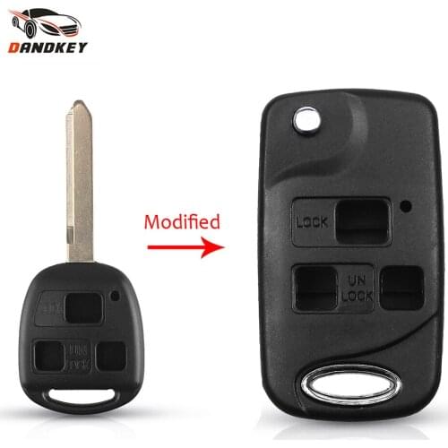 Dandkey Flip Folding 3 Buttons Remote Key Shell For Toyota RAV4 Avalon Echo Prado Tarago Camry Tarago TOY47 Blade Key Fob Case