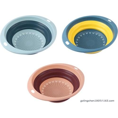 P8DE Foldable Collapsible Colander Fruit Washing Strainer Basket for Pasta Vegetable