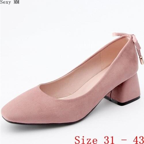 Pumps Women Oxfords Career Shoes Med High Heels Woman Med High Heel Shoes Small Plus Size 31 32 33 - 40 41 42 43
