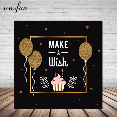 Sensfun Gold Glitter Balloon Photography Backdrop Birthday Party Cupcake Table Banner Backgrounds For Photo Studio Vinyl