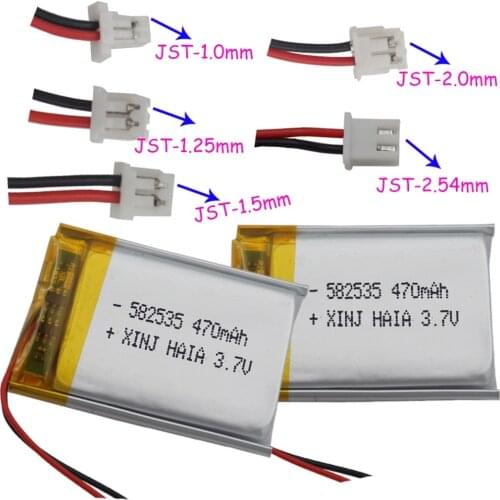 XINJ 2pcs 3.7V 470mAh Polymer Li Lithium battery 2Pin JST-PH 1.0 1.25 1.5 2.0 2.54mm 582535 For GPS Camera Smart Watch