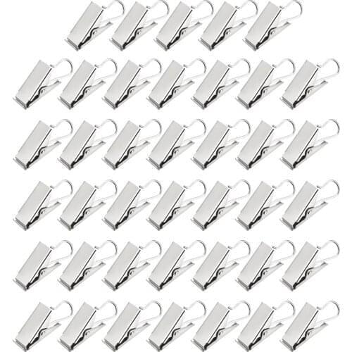 Uxcell Curtain Clip Hook Set Clips for Curtain Photos Home Decoration Art Craft Display 1.02"*0.47" Silver Tone 40pcs