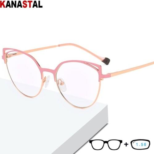 Womens Anti Blue Light Glasses UV400 Protection Goggles Metal Cat Eye Spring Leg Eyeglass Frame Ladies Gaming Shopping Eyewear