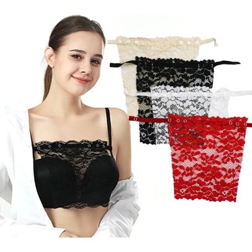 Women Quick Easy Clip-on Lace Mock Camisole Bra Insert Wrapped Chest Overlay Modesty Panel Anti-Exposure One Piece Tube Top