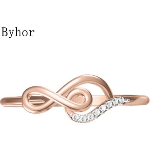 Byhor Solid 14K White+Rose Gold 0.032ct H/SI Natural Diamonds ring Women Fine Jewelry Engagement кольца Wedding Band Gift ring