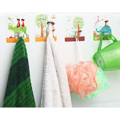 10Pcs Waterproof Transparent Adhesive Hanging Hook for Kitchen Bathroom