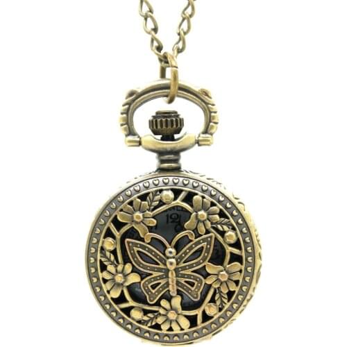 10pcs/lot Steampunk butterfly garland flower Quartz Pocket Watch Necklace Christmas cosplay birthday promotion nostalgic