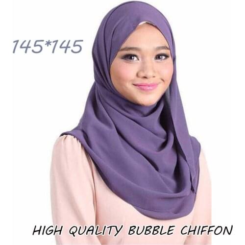 145cm square large size bubble chiffon hijab scarf ladies plain shawls scarves women bandana wraps neckscarf fashion headband