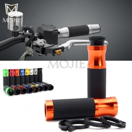 2Pcs CNC Aluminum Rubber Gel Motorcycle Grips None-Slip Hand Grips for 7/8" Handle Bar Handlebar Bikes Black Moto Accessories