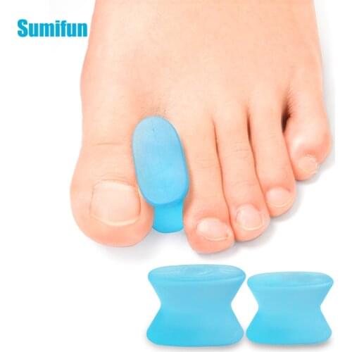 2pcs Blue Gel Toes Separator Hallux Valgus Corrector Overlapping Spacers Foot Pain Relief Orthopedic Foot Care Tool Pedicure