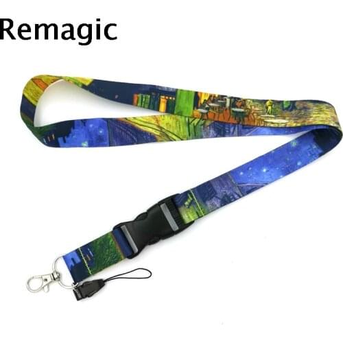 20pcs Cafe Terrace at Night Lanyards Cool Neck Strap webbings ribbons Phone Keys ID Card Holder Lanyard For Keys DIY Hang Ropes