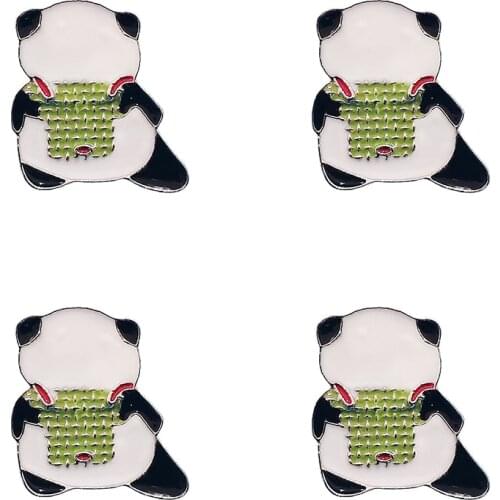 4Pcs Cute Animal Brooch Pin Panda Back Brooch Badges Gifts Clothing Lapel Schoolbag Knapsack Decoration Accessories